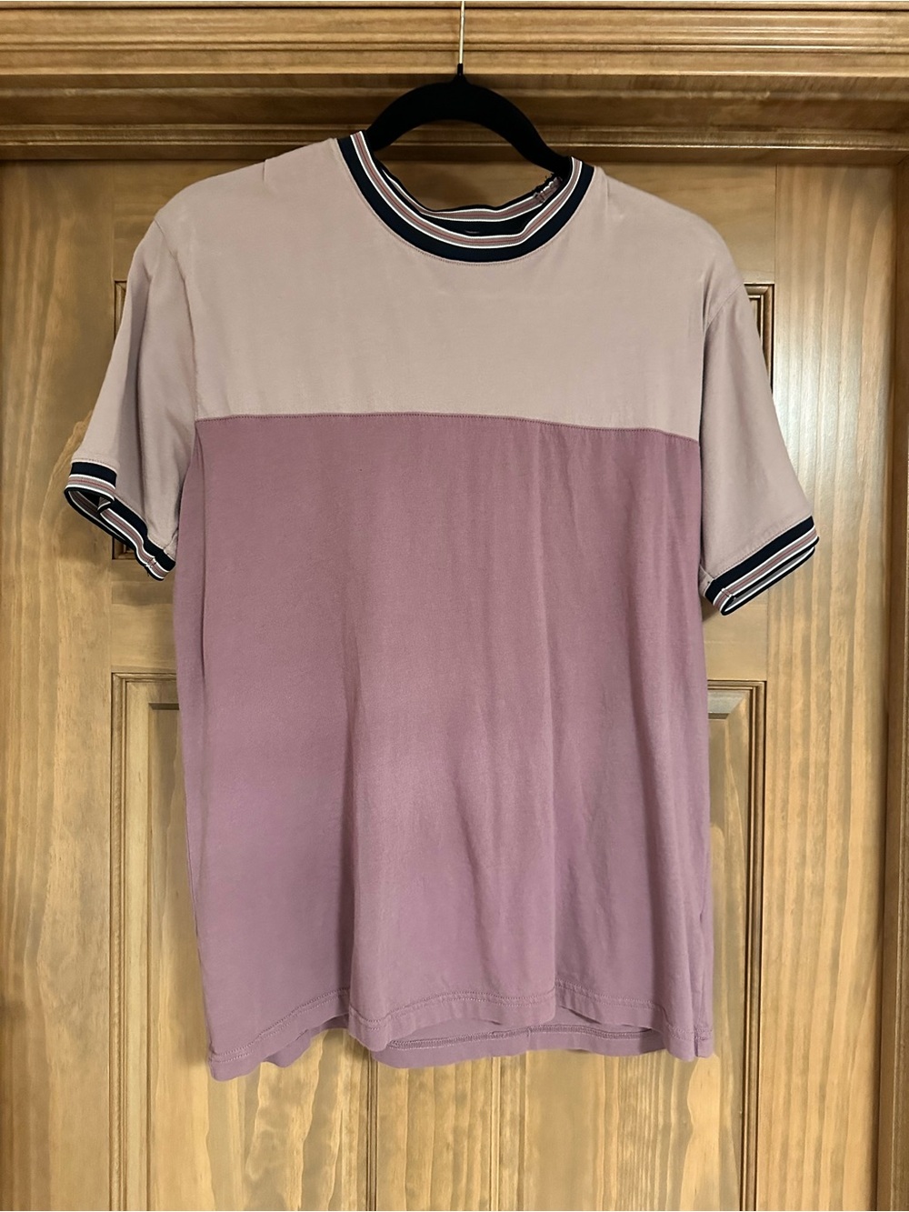Denim & Flower Two-Tone Mauve and Light Pink Short Sleeve Tee